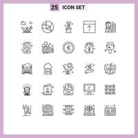 paquete de iconos de vector de stock de 25 signos y símbolos de línea para elementos de diseño de vector editables de cuadrícula de diseño de Pascua de página de reloj