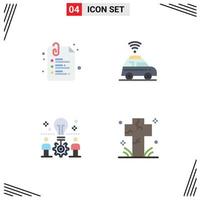 Set of 4 Modern UI Icons Symbols Signs for paper idea back to school map setting Editable Vector Design Elements