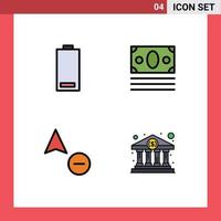 Universal Icon Symbols Group of 4 Modern Filledline Flat Colors of battery minus energy money cursor Editable Vector Design Elements