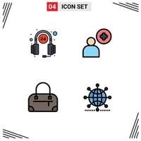 Set of 4 Modern UI Icons Symbols Signs for customer globe service user network Editable Vector Design Elements