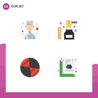 4 Thematic Vector Flat Icons and Editable Symbols of avatar gravity healthy sweet ruler Editable Vector Design Elements