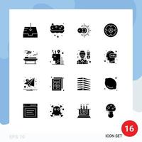 Solid Glyph Pack of 16 Universal Symbols of room hospital sunny hunter find Editable Vector Design Elements