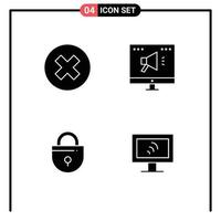 4 Solid Glyph concept for Websites Mobile and Apps close lock remove marketing security Editable Vector Design Elements