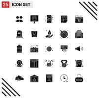 25 Solid Glyph concept for Websites Mobile and Apps document pros signal mobile calendar Editable Vector Design Elements