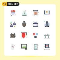 16 Universal Flat Color Signs Symbols of chair lift cable car cooling education best grade Editable Pack of Creative Vector Design Elements