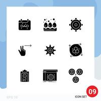 Set of 9 Modern UI Icons Symbols Signs for modeling api gear gear setting gesture Editable Vector Design Elements