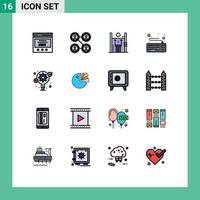 Universal Icon Symbols Group of 16 Modern Flat Color Filled Lines of gear keyboard growth hardware computer Editable Creative Vector Design Elements