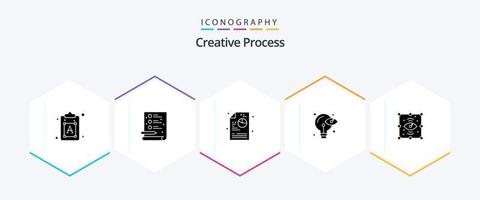 paquete de iconos de 25 glifos de proceso creativo que incluye vista. proceso. proceso. creativo. ojo vector