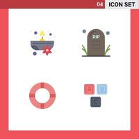 4 User Interface Flat Icon Pack of modern Signs and Symbols of aromatic insurance flower funeral lifebuoy Editable Vector Design Elements