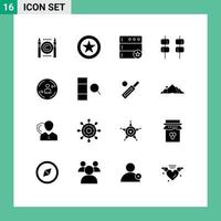 Solid Glyph Pack of 16 Universal Symbols of data marketing server digital peturning Editable Vector Design Elements