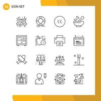 Set of 16 Modern UI Icons Symbols Signs for deck medicine ring medical left Editable Vector Design Elements