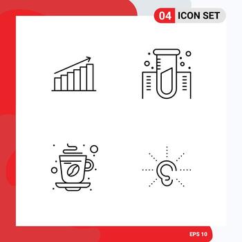 Pictogram Set of 4 Simple Filledline Flat Colors of analysis lab business statistics cup Editable Vector Design Elements