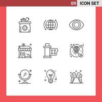 9 Creative Icons Modern Signs and Symbols of movie cinema arrow money shop Editable Vector Design Elements