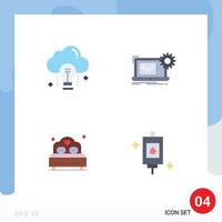 4 Flat Icon concept for Websites Mobile and Apps cloud hardware bulb circuit love Editable Vector Design Elements