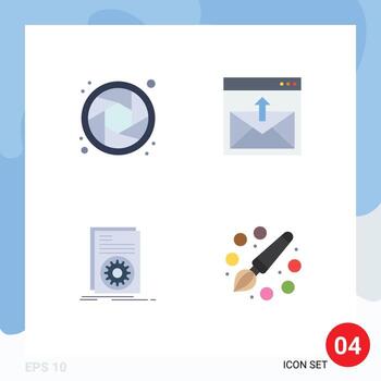 Flat Icon Pack of 4 Universal Symbols of camera executable communication email running Editable Vector Design Elements