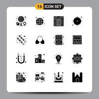 16 Universal Solid Glyphs Set for Web and Mobile Applications bbq scope live reticle crosshair Editable Vector Design Elements