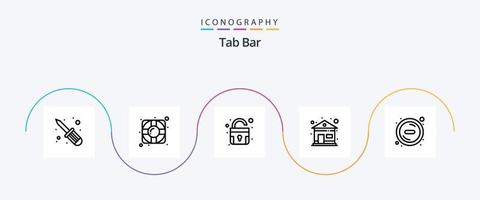 paquete de iconos de línea de barra de pestañas 5 que incluye . desbloquear. retirar. Eliminar vector