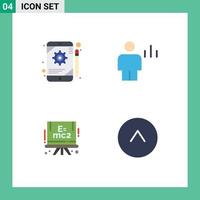 Set of 4 Commercial Flat Icons pack for app chemistry tablet body science Editable Vector Design Elements