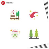 Set of 4 Vector Flat Icons on Grid for love easter park share gift Editable Vector Design Elements