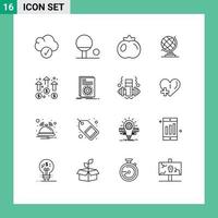 Outline Pack of 16 Universal Symbols of executable mission earth marketing business Editable Vector Design Elements