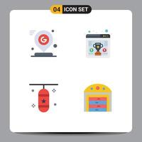 Editable Vector Line Pack of 4 Simple Flat Icons of google boxing bag location seo punching box Editable Vector Design Elements