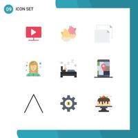 9 iconos creativos signos y símbolos modernos de copia de cama limpia desarrollador web elementos de diseño vectorial editables femeninos vector