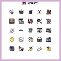 paquete de línea de vector editable de 25 colores planos de línea rellena simple de elementos de diseño de vector editables de matemáticas de mesa de lámpara de negocio de computadora
