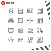 Outline Pack of 16 Universal Symbols of sale estate profile board layout Editable Vector Design Elements