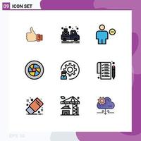 Modern Set of 9 Filledline Flat Colors Pictograph of logo aperture van minus delete Editable Vector Design Elements