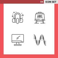 User Interface Pack of 4 Basic Filledline Flat Colors of customer monitor earphone abc imac Editable Vector Design Elements