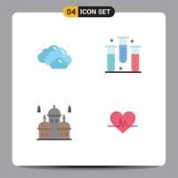 Group of 4 Modern Flat Icons Set for cloud masjid blood form moon Editable Vector Design Elements