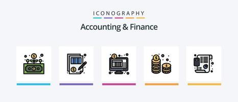 Accounting And Finance Line Filled 5 Icon Pack Including chart. kpi. money. dashboard. diploma. Creative Icons Design vector