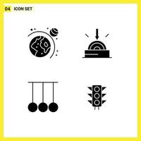 Modern Set of 4 Solid Glyphs Pictograph of astronomy rings business technology trafic Editable Vector Design Elements