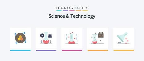 paquete de iconos planos de ciencia y tecnología 5 que incluye matraz químico. nuevos conceptos científicos. laboratorio de tecnología. expansión e innovación. cristalería de laboratorio. diseño de iconos creativos vector