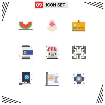 9 User Interface Flat Color Pack of modern Signs and Symbols of money dollar egg coin identity Editable Vector Design Elements