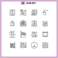 16 Thematic Vector Outlines and Editable Symbols of tea slide promotion right finger Editable Vector Design Elements