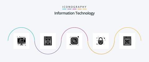 Information Technology Glyph 5 Icon Pack Including safe. lock. safe box. processor. computer vector