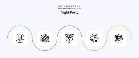 Night Party Line 5 Icon Pack Including party. drink. food. stare. party vector