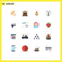 Pack of 16 Modern Flat Colors Signs and Symbols for Web Print Media such as water gun launch pen design Editable Pack of Creative Vector Design Elements