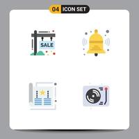 conjunto de 4 iconos planos vectoriales en la cuadrícula para los anuncios de tablero firman la portada de la escuela elementos de diseño vectorial editables vector