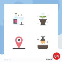 4 iconos planos universales establecidos para aplicaciones web y móviles mapa de vinos ubicación de la naturaleza de pascua elementos de diseño vectorial editables vector