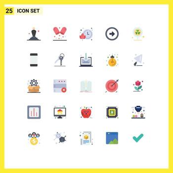 Editable Vector Line Pack of 25 Simple Flat Colors of pin flower time right user Editable Vector Design Elements