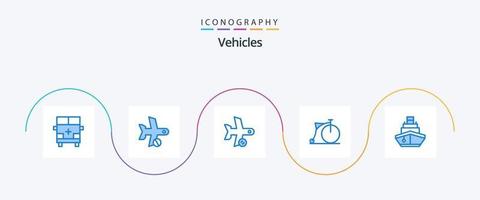 Paquete de 5 iconos azules de vehículos que incluye vehículos. bicicleta. transporte. transportación. actualizar vector