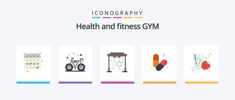 Gym Flat 5 Icon Pack Including fruit. pills. fitness. muscle. gym. Creative Icons Design vector