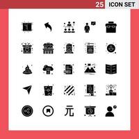 25 Thematic Vector Solid Glyphs and Editable Symbols of equipment management network human communication Editable Vector Design Elements