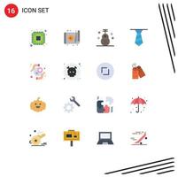 16 Universal Flat Colors Set for Web and Mobile Applications protect clothing app necktie instrument Editable Pack of Creative Vector Design Elements