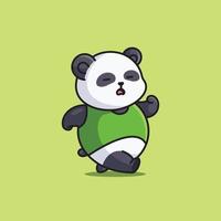 Cute dibujos animados panda gordo jogging correr deporte vector ilustraciones icono