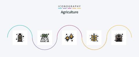 paquete de iconos de 5 planos llenos de línea de agricultura que incluye granero. cosecha. ecológico cosecha. granja vector