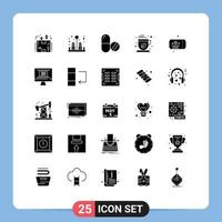 Modern Set of 25 Solid Glyphs and symbols such as celebration tea drug mocha green Editable Vector Design Elements