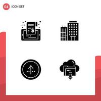 4 Universal Solid Glyphs Set for Web and Mobile Applications label arrow sale building direction Editable Vector Design Elements